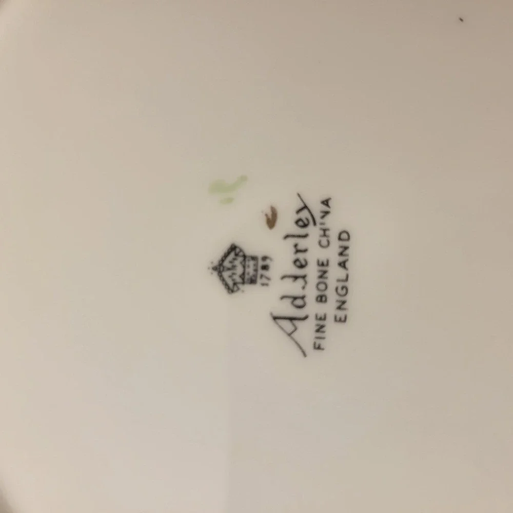 Adderley Salad Plates‎ Women White Floral Gold Rim Fine Bone China Set of 4